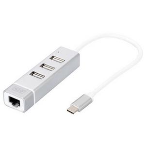 USB 2.0 auf Fast Ethernet Adapter mit 3-Port USB Hub DA-70253