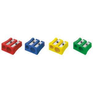 Doppel-Spitzer aus Kunststoff, sortiert in den Farben: rot, blau, gelb, grün E-14208 00