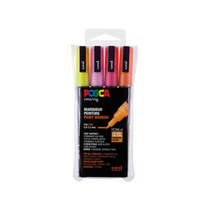 Pigmentmarker POSCA PC-3M Glitter, 4er Box, warme Farben PC3ML/4A ASS12