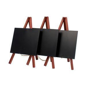 Tisch-Kreidetafel MINI mit Staffelei, 3er Pack - mahagoni MNI-M-KR