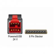 DELOCK PoweredUSB Kabel Stecker 24 V 8 Pin Stecker 2 m für POS Drucker und Terminals (85478)