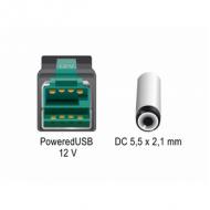 DELOCK PoweredUSB Kabel Stecker 12 V DC 5,5 x 2,1 mm Stecker 5 m für POS Drucker und Terminals (85501)