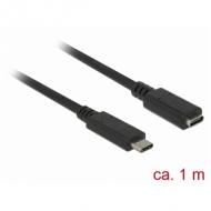 DELOCK Verlängerungskabel SuperSpeed USB USB 3.1 Gen 1 USB Type-C Stecker Buchse 3 A 1,0 m schwarz (85533)