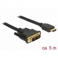 DELOCK Kabel DVI 18+1 Stecker HDMI-A Stecker 5 m schwarz (85586)