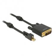 DELOCK Kabel mini Displayport 1.2 Stecker mit Schraube DVI Stecker 4K 30 Hz Aktiv 5 m schwarz (85637)
