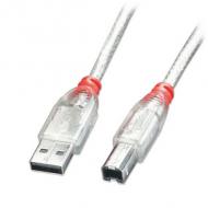 LINDY USB 2.0 Kabel Typ A/B, transparent, 2m Typ A/B M/M High/Full/LowSpeed (41753)