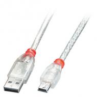 LINDY USB 2.0 Kabel A/Mini-B, transparent, 3m USB High Speed (41784)