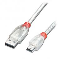 LINDY USB 2.0 Kabel A / Mini-B, transparent, 5m (41785)