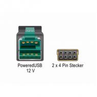 DELOCK PoweredUSB Kabel Stecker 12 V 2 x 4 Pin Stecker 5 m für POS Drucker und Terminals (85486)