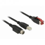 DELOCK PoweredUSB Kabel Stecker 24 V USB Typ-B Stecker + Hosiden Mini-DIN 3 Pin Stecker 1 m für POS Drucker und Terminals (85487)