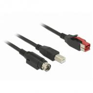 DELOCK PoweredUSB Kabel Stecker 24 V USB Typ-B Stecker + Hosiden Mini-DIN 3 Pin Stecker 5 m für POS Drucker und Terminals (85491)