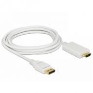 DELOCK Kabel Displayport 1.2 Stecker High Speed HDMI-A Stecker Passiv 4K 3 m weiss (83819)