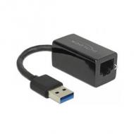 DELOCK Adapter SuperSpeed USB USB 3.1 Gen 1 mit USB Typ-A Stecker Gigabit LAN 10 / 100 / 1000 Mbps kompakt schwarz (65903)