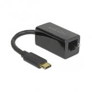DELOCK Adapter SuperSpeed USB USB 3.1 Gen 1 mit USB Type-C Stecker Gigabit LAN 10 / 100 / 1000 Mbps kompakt schwarz (65904)