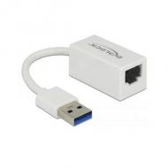 DELOCK Adapter SuperSpeed USB USB 3.1 Gen 1 mit USB Typ-A Stecker Gigabit LAN 10 / 100 / 1000 Mbps kompakt weiss (65905)