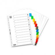 Zahlen Mylarkarton-Register, farbige Taben, DIN A4 Überbreit, 12-teilig