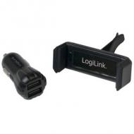 USB-KFZ-Ladegerät + Smartphone-Halterung, im Set