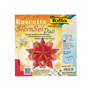 Faltblätter Bascetta-Stern Duo, hochrot / gold 325/1515