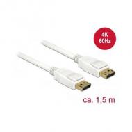 DELOCK Kabel Displayport 1.2 Stecker Displayport Stecker 4K 60 Hz 1,5 m weiss (85509)