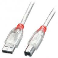 LINDY USB 2.0 Kabel Typ A/B, transparent, 0,5m Typ A/B M/M High/Full/LowSpeed (41751)