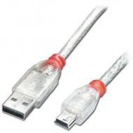 LINDY USB 2.0 Kabel A/Mini-B, transparent, 0,2m USB High Speed (41780)