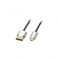 LINDY Slim HDMI High Speed A / D Kabel, 0,5m mit Ethernet (41680)
