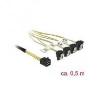 DELOCK Kabel Mini SAS HD SFF-8643 4 x SATA 7 Pin gewinkelt 0,5 m (85684)