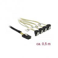 DELOCK Kabel Mini SAS SFF-8087 4 x SATA 7 Pin gewinkelt 0,5 m (85686)