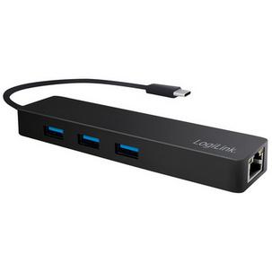 USB 3.0 Hub mit USB-C 3.1 Gen1 Anschluss & Gigabit Adapter, 3 Port UA0313