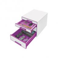 Symbolbild: Schubladenbox WOW CUBE, perlweiß / violett, Lieferung unbestückt