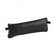 Schlamper-Etui, schwarzes Leder, flach