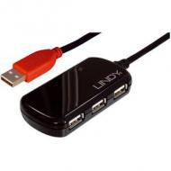 LINDY USB 2.0 Aktiv-Verlaengerung Pro 12m inklusive 4 Port USB-Hub (42783)