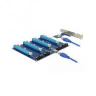 DELOCK Riser Karte PCI Express x1 4 x PCIe x16 mit 60 cm USB Kabel (41427)