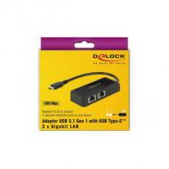 Delock adapter supersp. usb3.1 gen1 + usb / c > 2x gigabit lan (63927)