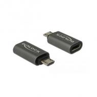 DELOCK Adapter USB 2.0 Micro-B Stecker zu USB Type-C 2.0 Buchse anthrazit (65927)
