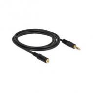 DELOCK Kabel Klinke 3 Pin Verlängerung 3,5mm Stecker Buchse 2,0m schwarz (83766)