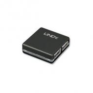 LINDY USB 2.0 Mini Hub 4 Port, 4x4cm Bus powered only (42742)