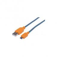 Manhattan usb kabel a -> micro b st / st  1.0m blau / orange retail (394024)