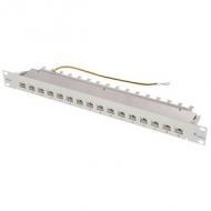 19" Patch Panel, Kat. 6A (tief), 16 Port, lichtgrau