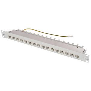 19" Patch Panel, Kat. 6A (tief), 16 Port, lichtgrau  100007034