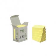 Post-it Haftnotizen Recycling, 38 x 51 mm, gelb 100 Blatt / Block, aus 100% recyceltem Papier in praktischer Spendersäule - Mini-Tower beinhaltet: 6 Stück (653-1B  /  7100172254)