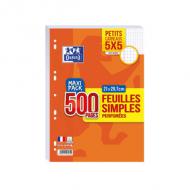 Oxford Feuilles simples perforées, A4, seys, MAXI PACK papier 90 g, sous film, 210 x 297 mm, contenu: 500 pages (400019083  /  400019082)