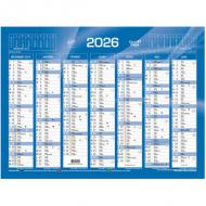 QUO VADIS Calendrier de banque bleu, 550 x 405 mm, 2026 --------------------- Pour le Marché: F -------------------13 mois, de Janvier  Juillet (recto) et de Juillet  Janvier (verso), imprimé quadri sur papier offset, contrecollé et rembordé, 2 oeillets avec cordonnet de suspension (238025Q)