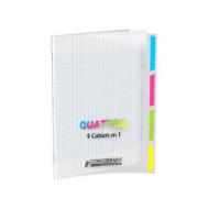 CONQUERANT CLASSIQUE Cahier "QUATTRO", 170 x 220 mm, seys cahier 4 en 1, 140 pages, reliure piqre, papier 90 g / m2, couverture polypro, divisé en 4 sections de 35 pages, 4 onglets découpés (400026554)