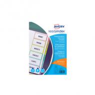 AVERY Intercalaires Readyindex, PP, 12 touches, A4 polypropylne 280 microns, transparent, touches couleurs assorties, pochette sommaire réutilisable, touches de 1  12 en paquet de 15 pices (05260501) , Verpackungseinheit:    15 Stück