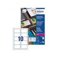 AVERY Cartes de visite Quick&Clean, 220 g / m2, blanc satin format: 85 x 54 mm, imprimables recto / verso, pour imprimante laser contenu: 250 cartes sur 25 feuilles A4 (C32016-25.FR)