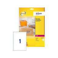 AVERY Etiquette dexpédition, transparent, 210 x 297 mm transparente, bord tout autour, coins arrondis, pour imprimantes laser contenu: 25 étiquettes sur 25 feuilles A4 (L7567-25.FR)