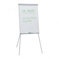 FRANKEN Flipchart U-Act Line Standard, 700 x 1.000 mm Tafel magnethaftend, Dreibeinstativ, Maße der Standfläche: 700 x 700 mm, Gesamthöhe: 1.860 mm, aus Kunststoff, inkl. Ablageschale, Farbe Gestell: hellgrau zu 60% aus recyceltem Material (FC93)