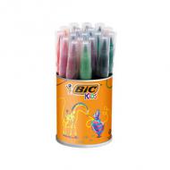 BIC KIDS Fasermaler Visaquarelle, 18er Runddose flexible Spitze, ideal für feine Linien und breite Striche (Aquarellieren), abwaschbare, wasserlösliche Tinte, Austrocknungsschutz bis zu 1 Monat, farbig sortiert beinhaltet: 18 Stifte (828965  /  neu: 8289651)