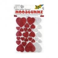 Moosgummi Glitter-Sticker "Herzen I"